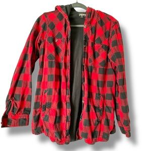 Eddie Bauer Flannel Hoodie Shirt Jacket